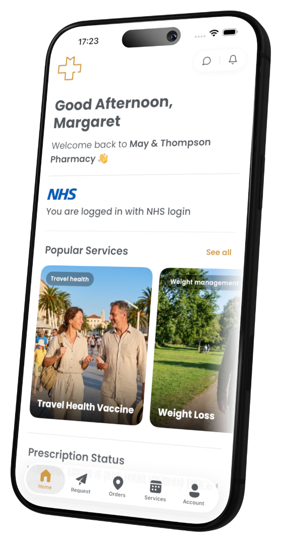 May & Thomson Pharmacy patient account app preview